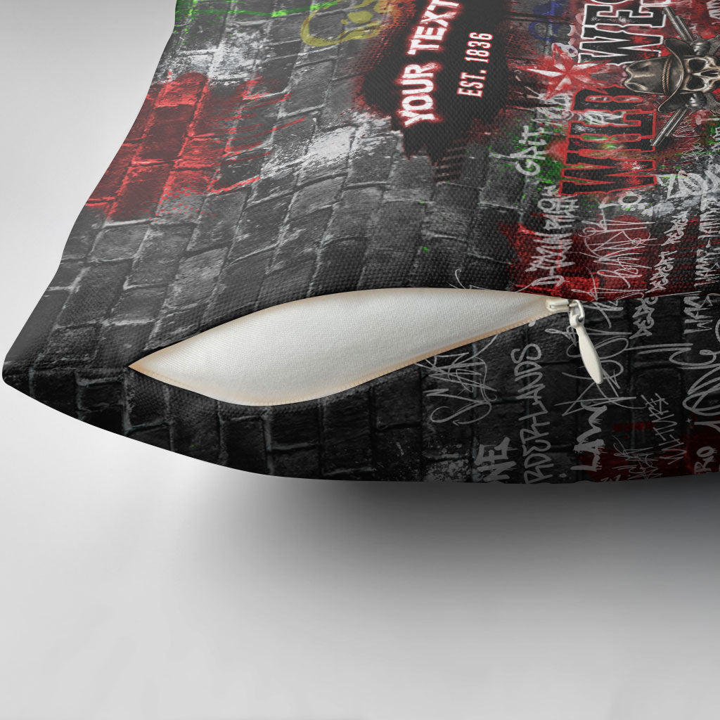 Personalized Wild West Borderlands Pillow Cover Urban Street Graffiti Art Skull Scorpion Symbols