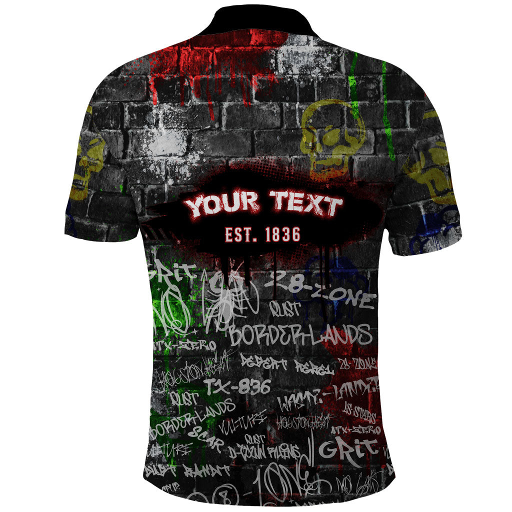 Personalized Wild West Borderlands Polo Shirt Urban Street Graffiti Art Skull Scorpion Symbols