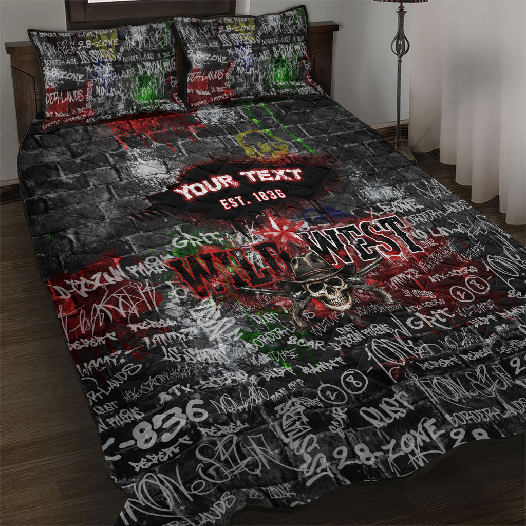 Personalized Wild West Borderlands Quilt Bed Set Urban Street Graffiti Art Skull Scorpion Symbols