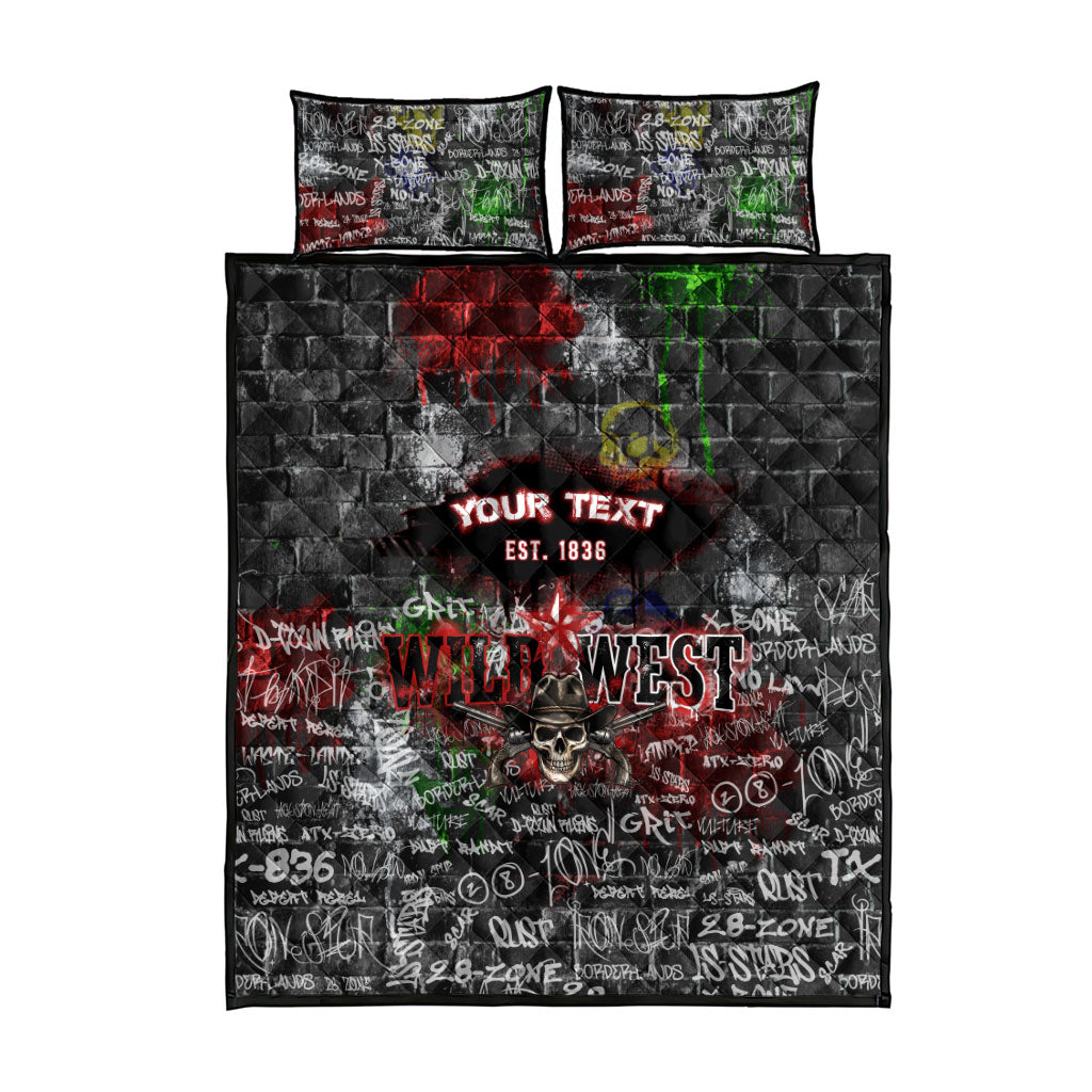 Personalized Wild West Borderlands Quilt Bed Set Urban Street Graffiti Art Skull Scorpion Symbols