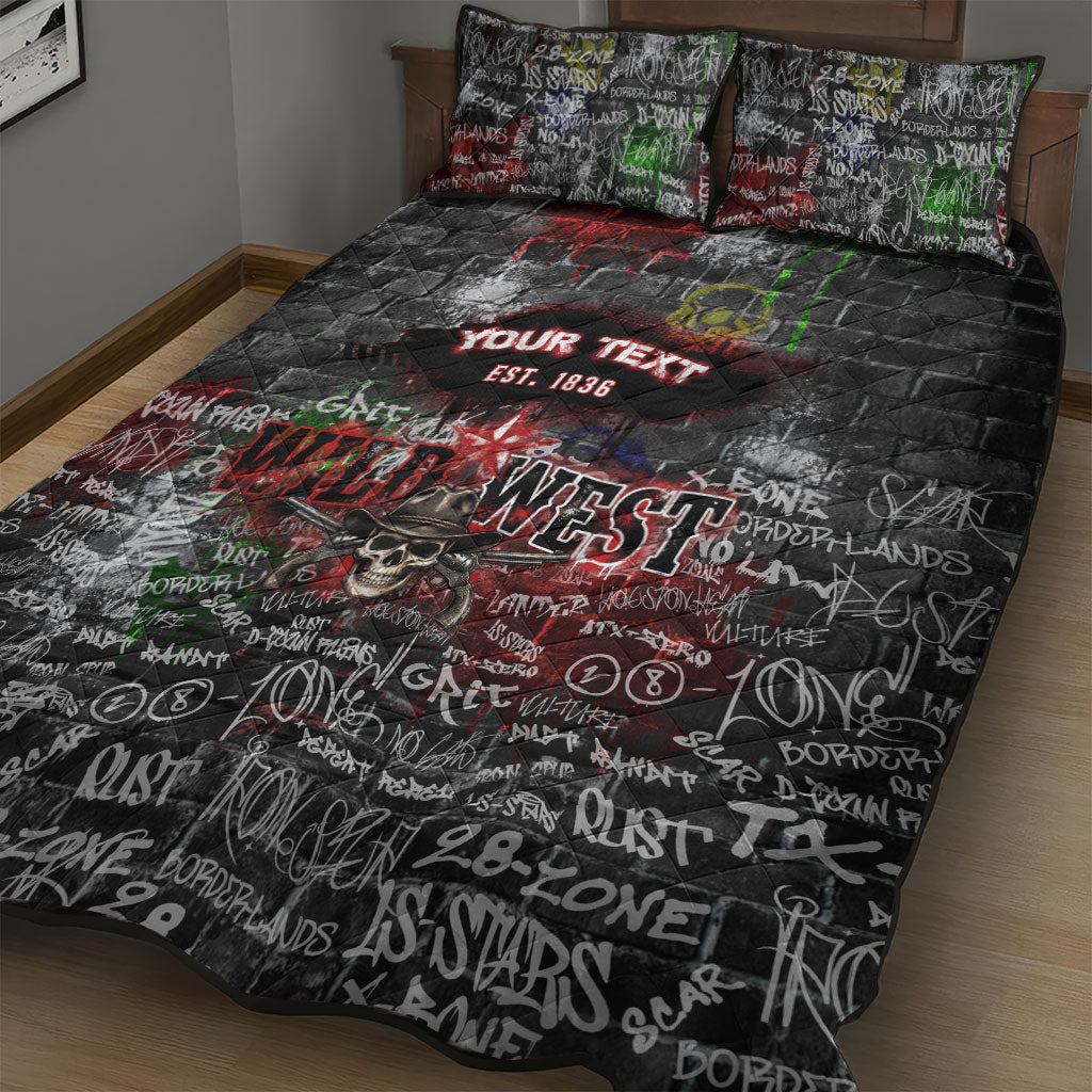 Personalized Wild West Borderlands Quilt Bed Set Urban Street Graffiti Art Skull Scorpion Symbols