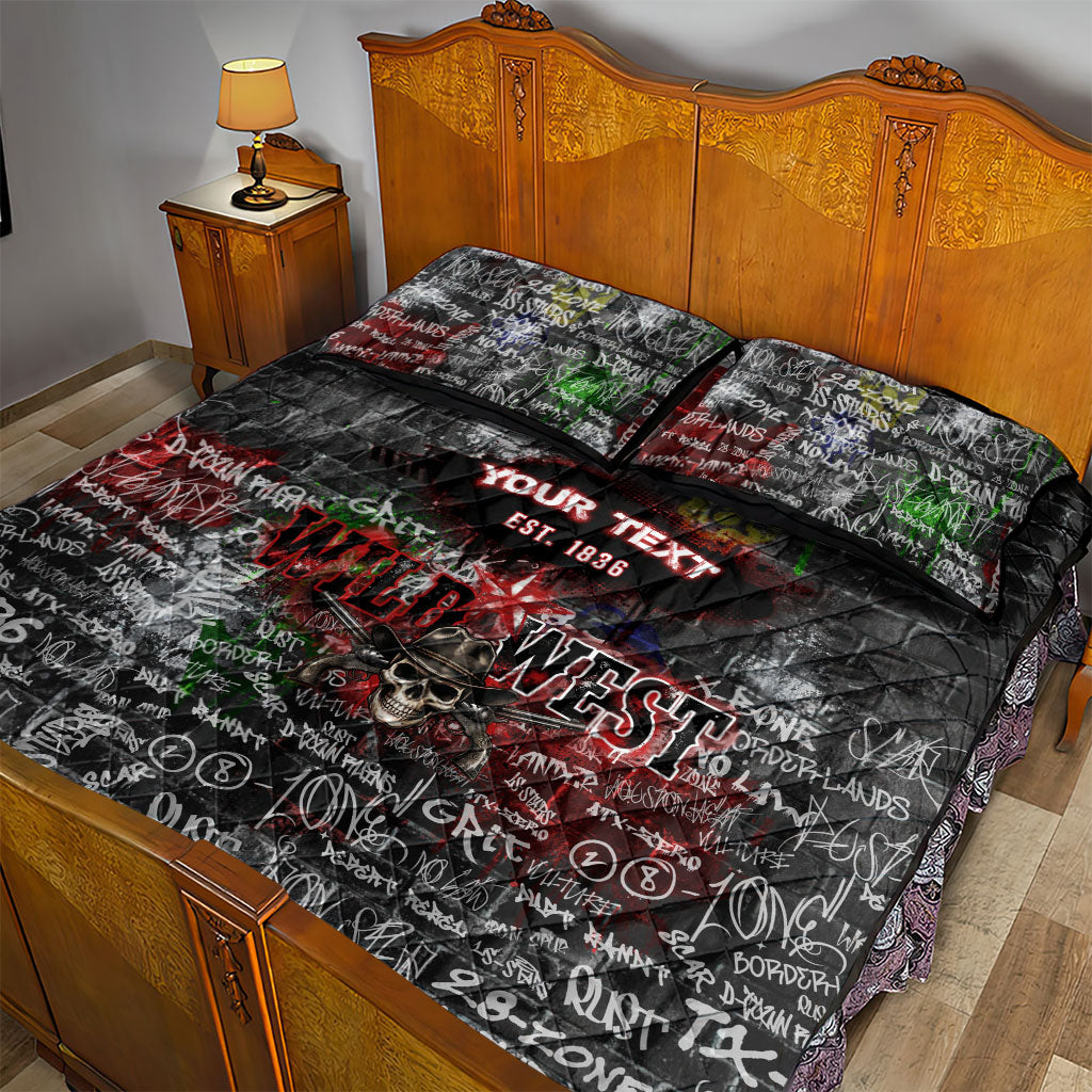 Personalized Wild West Borderlands Quilt Bed Set Urban Street Graffiti Art Skull Scorpion Symbols