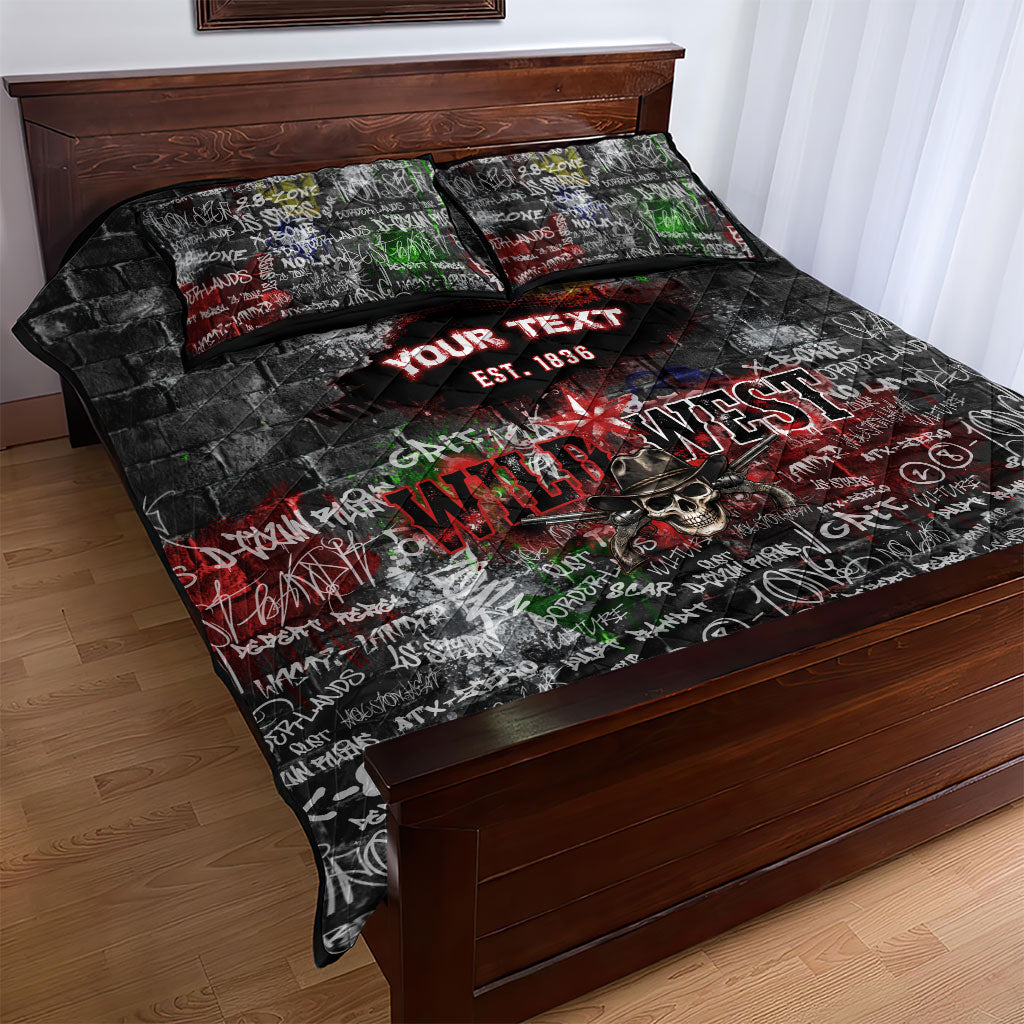 Personalized Wild West Borderlands Quilt Bed Set Urban Street Graffiti Art Skull Scorpion Symbols