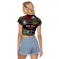 Personalized Wild West Borderlands Raglan Cropped T Shirt Urban Street Graffiti Art Skull Scorpion Symbols