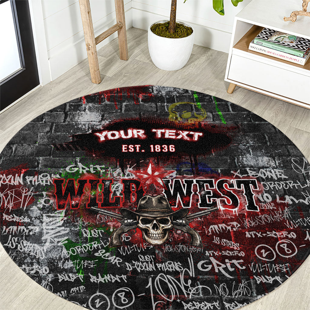 Personalized Wild West Borderlands Round Carpet Urban Street Graffiti Art Skull Scorpion Symbols