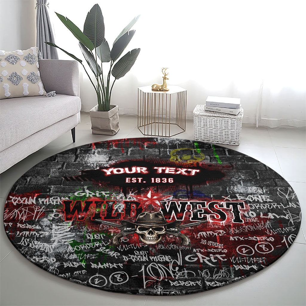 Personalized Wild West Borderlands Round Carpet Urban Street Graffiti Art Skull Scorpion Symbols