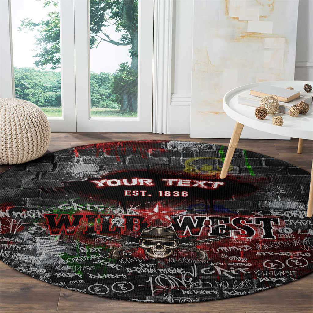 Personalized Wild West Borderlands Round Carpet Urban Street Graffiti Art Skull Scorpion Symbols