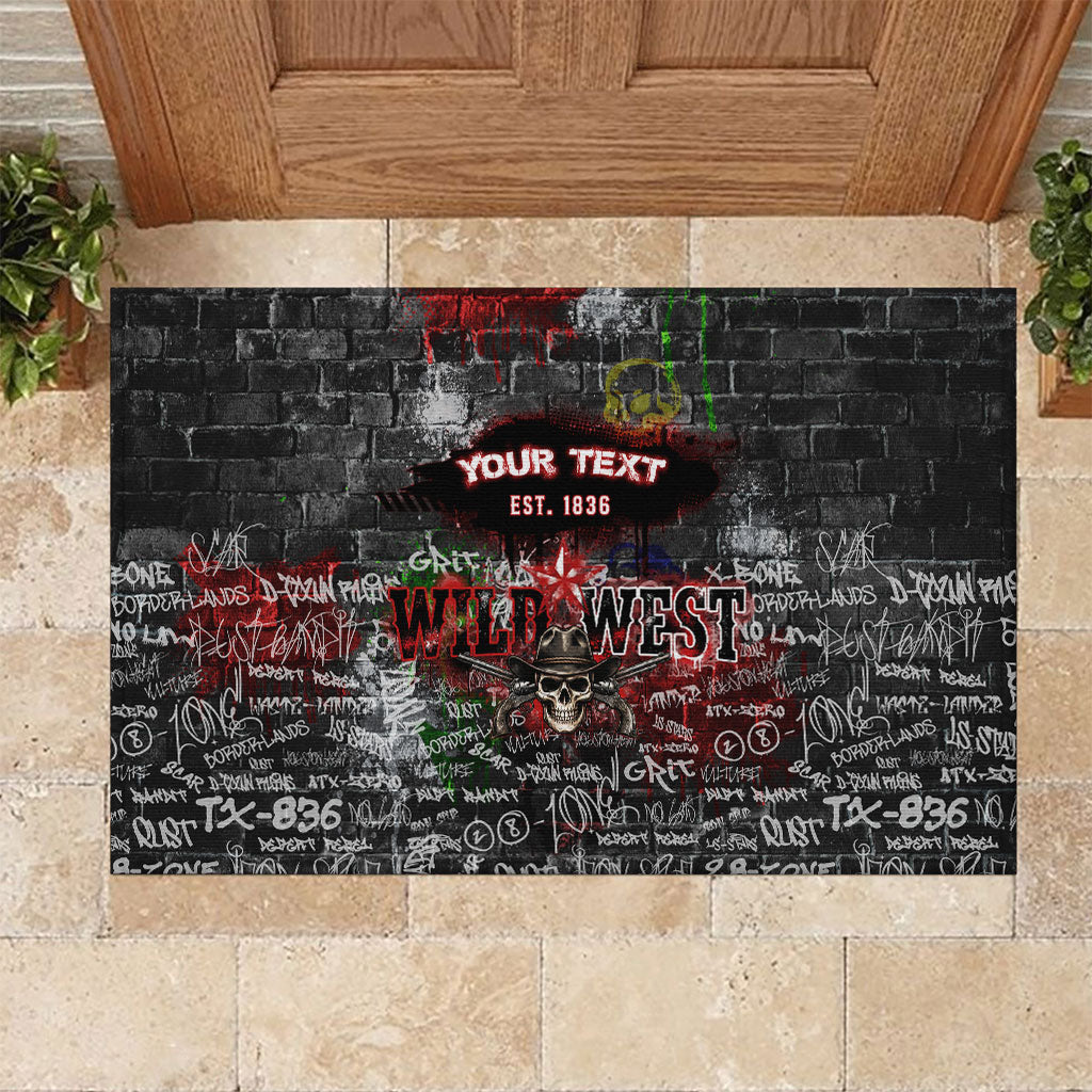 Personalized Wild West Borderlands Rubber Doormat Urban Street Graffiti Art Skull Scorpion Symbols