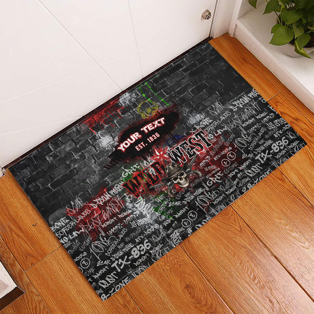 Personalized Wild West Borderlands Rubber Doormat Urban Street Graffiti Art Skull Scorpion Symbols