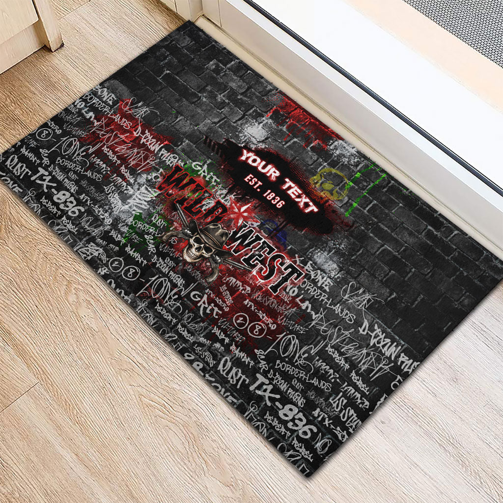 Personalized Wild West Borderlands Rubber Doormat Urban Street Graffiti Art Skull Scorpion Symbols