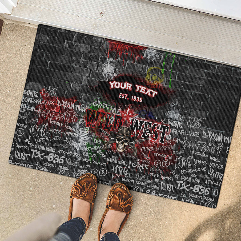 Personalized Wild West Borderlands Rubber Doormat Urban Street Graffiti Art Skull Scorpion Symbols