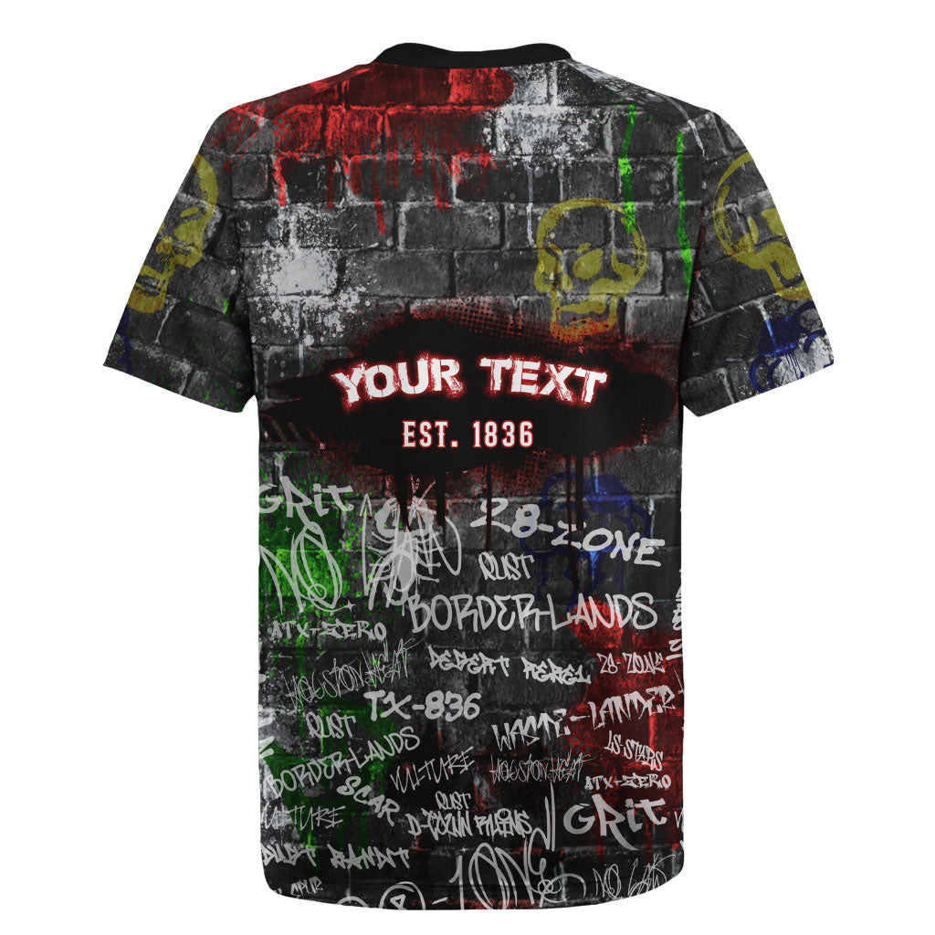 Personalized Wild West Borderlands Rugby Jersey Urban Street Graffiti Art Skull Scorpion Symbols