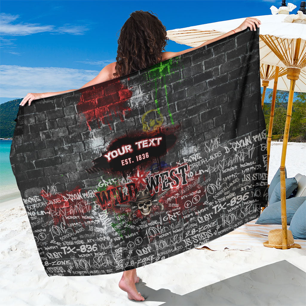 Personalized Wild West Borderlands Sarong Urban Street Graffiti Art Skull Scorpion Symbols