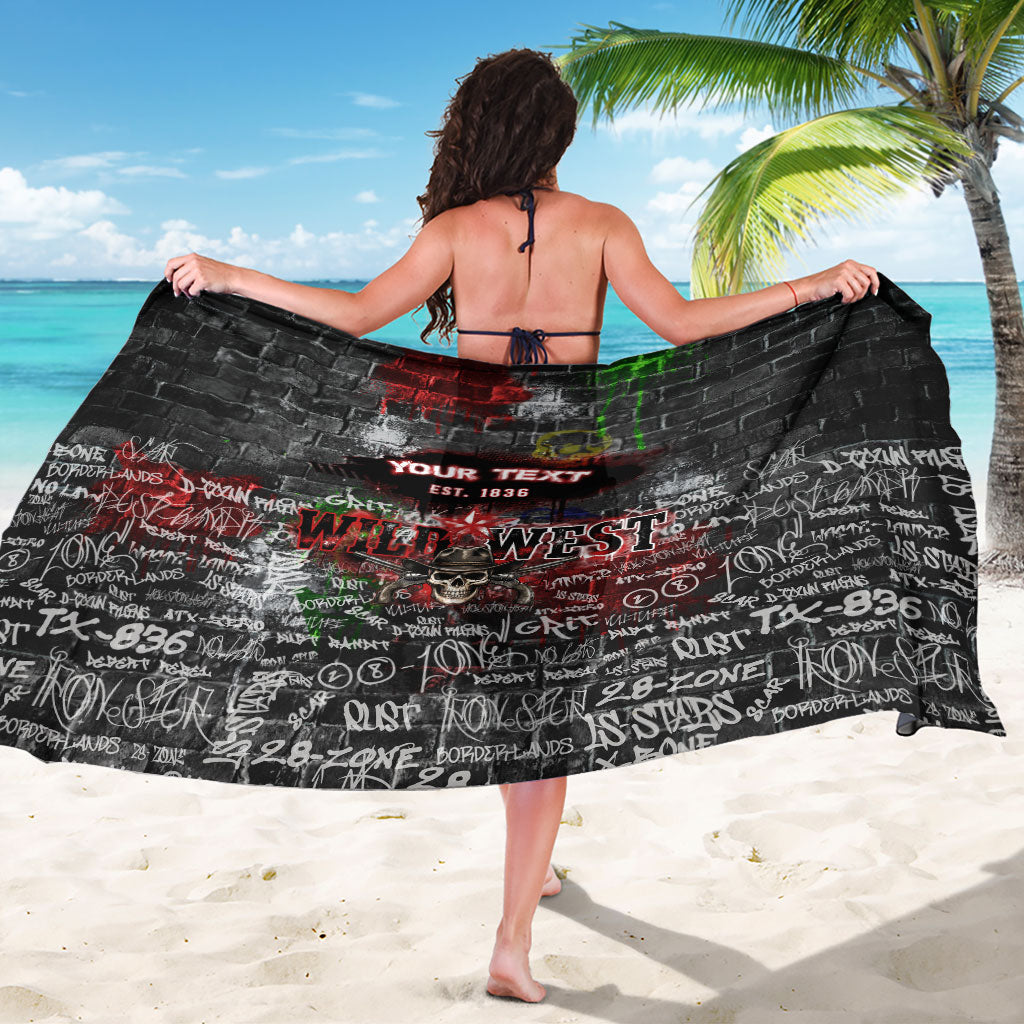 Personalized Wild West Borderlands Sarong Urban Street Graffiti Art Skull Scorpion Symbols