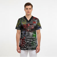 Personalized Wild West Borderlands Scrub Top Urban Street Graffiti Art Skull Scorpion Symbols