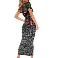 Personalized Wild West Borderlands Short Sleeve Bodycon Dress Urban Street Graffiti Art Skull Scorpion Symbols