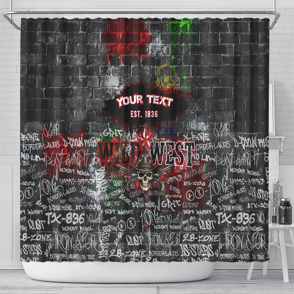 Personalized Wild West Borderlands Shower Curtain Urban Street Graffiti Art Skull Scorpion Symbols
