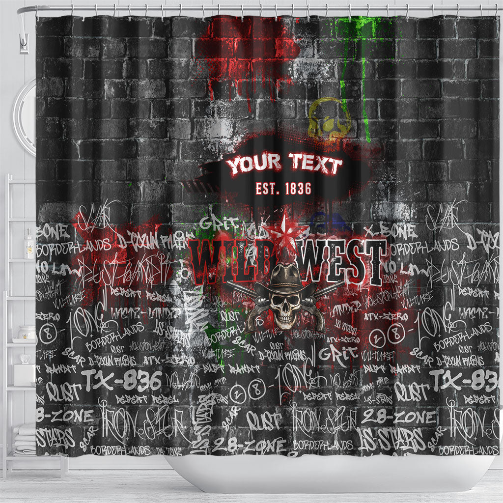 Personalized Wild West Borderlands Shower Curtain Urban Street Graffiti Art Skull Scorpion Symbols