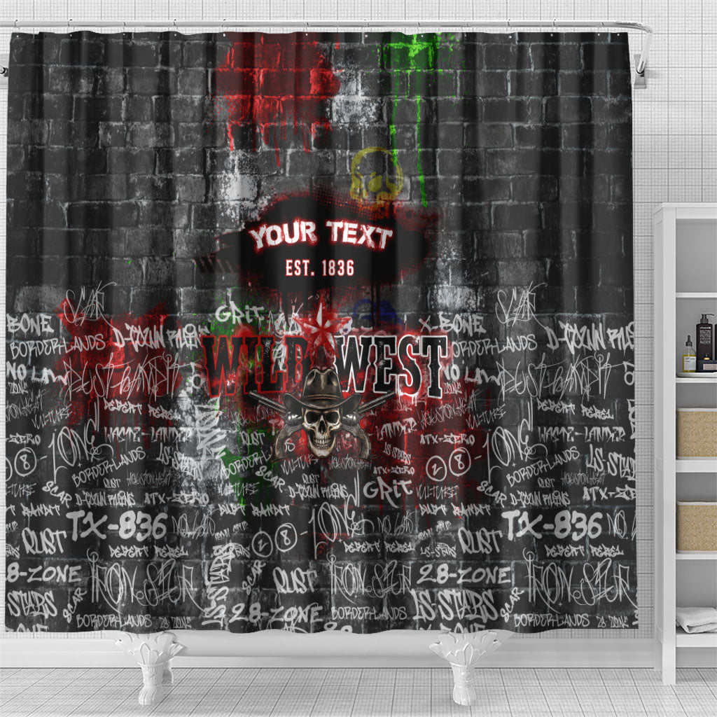 Personalized Wild West Borderlands Shower Curtain Urban Street Graffiti Art Skull Scorpion Symbols