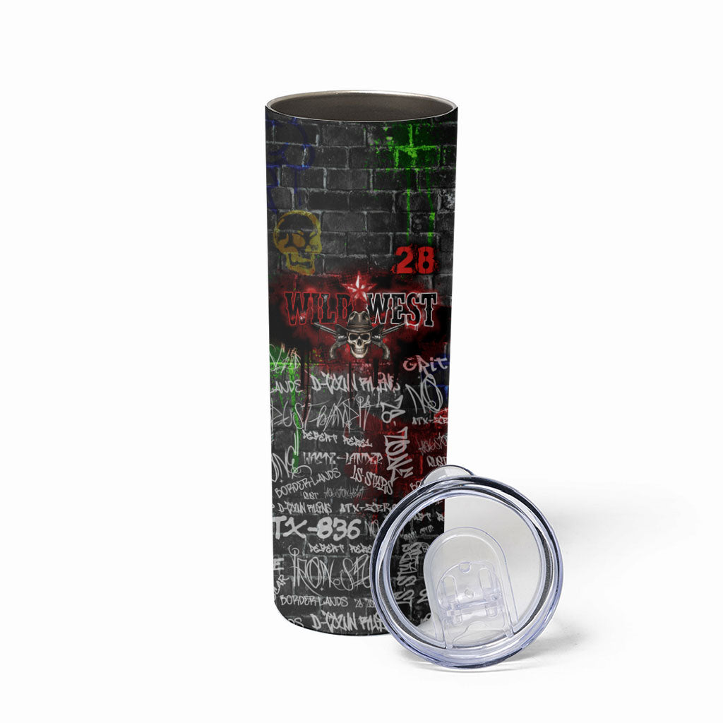 Personalized Wild West Borderlands Skinny Tumbler Urban Street Graffiti Art Skull Scorpion Symbols