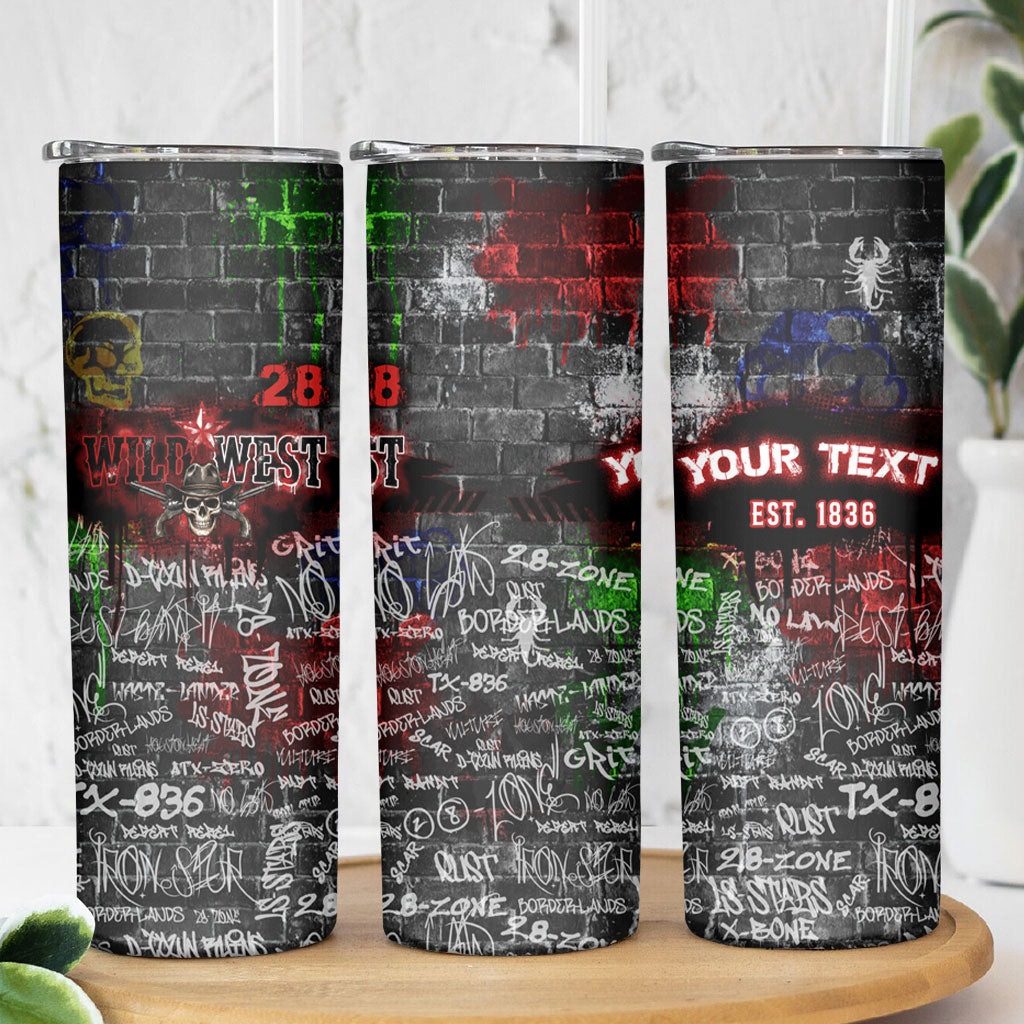 Personalized Wild West Borderlands Skinny Tumbler Urban Street Graffiti Art Skull Scorpion Symbols