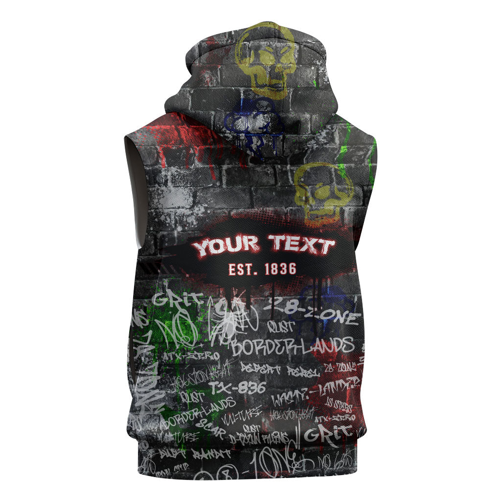 Personalized Wild West Borderlands Sleeveless Hoodie Urban Street Graffiti Art Skull Scorpion Symbols