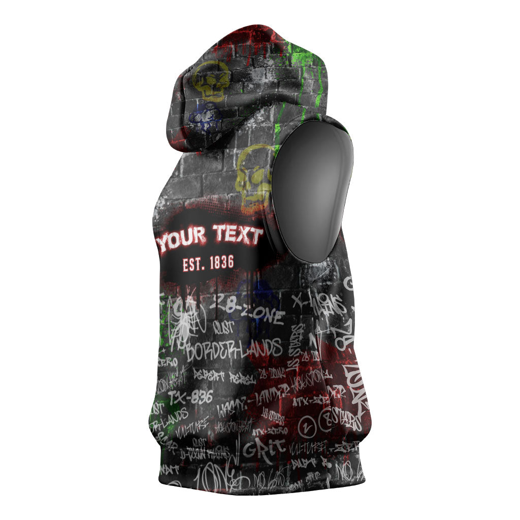 Personalized Wild West Borderlands Sleeveless Hoodie Urban Street Graffiti Art Skull Scorpion Symbols