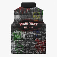 Personalized Wild West Borderlands Sleeveless Puffer Jacket Urban Street Graffiti Art Skull Scorpion Symbols