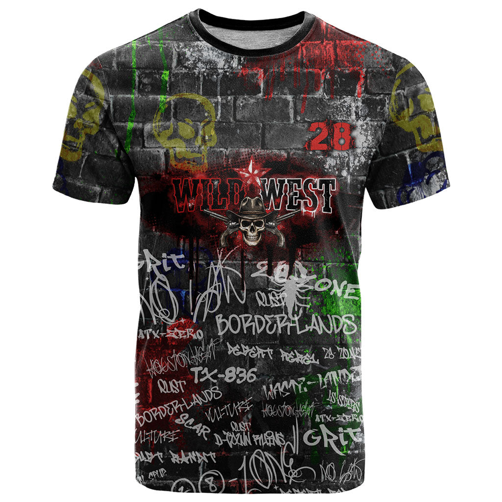 Personalized Wild West Borderlands T Shirt Urban Street Graffiti Art Skull Scorpion Symbols