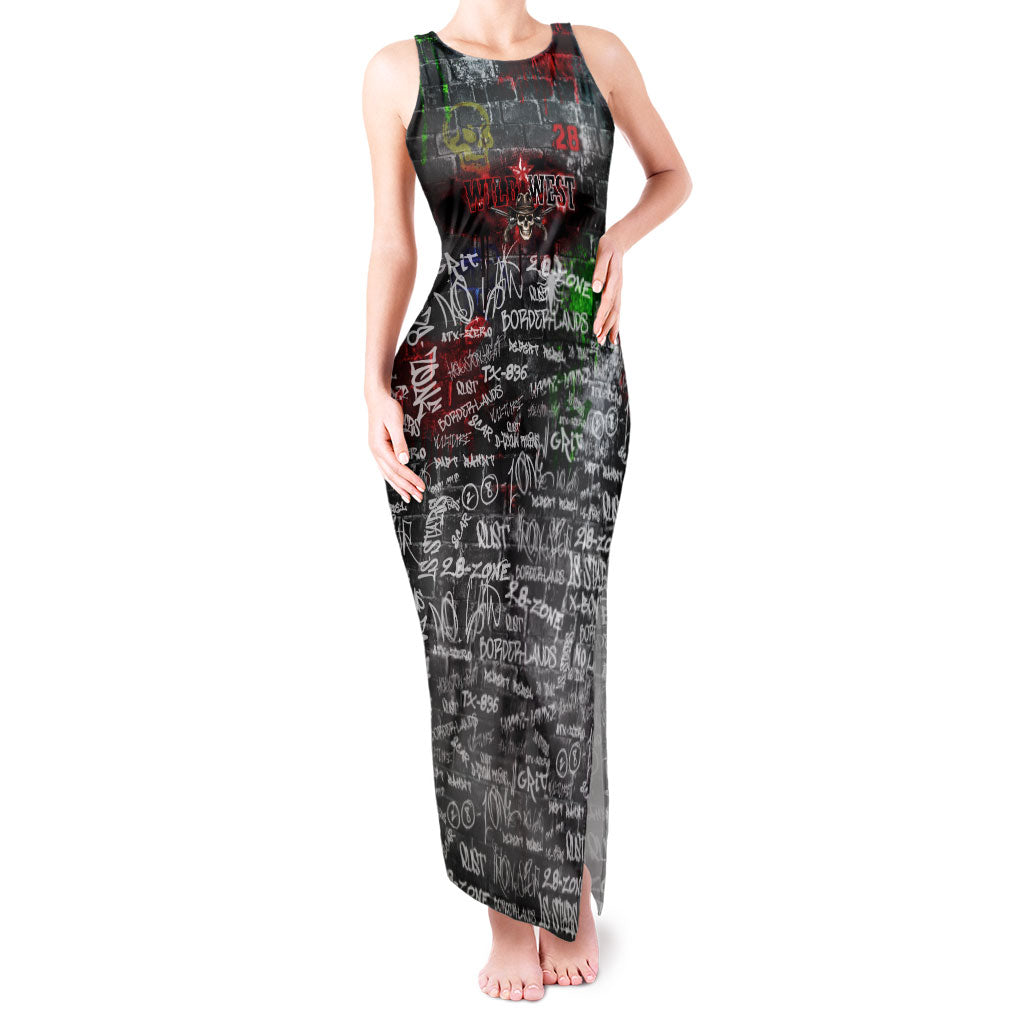 Personalized Wild West Borderlands Tank Maxi Dress Urban Street Graffiti Art Skull Scorpion Symbols