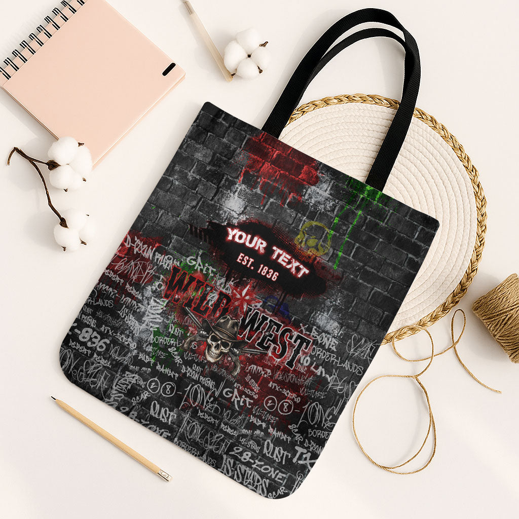 Personalized Wild West Borderlands Tote Bag Urban Street Graffiti Art Skull Scorpion Symbols