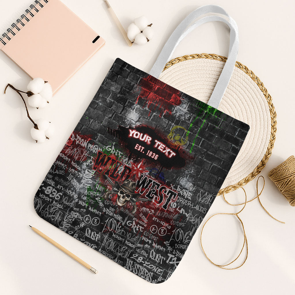 Personalized Wild West Borderlands Tote Bag Urban Street Graffiti Art Skull Scorpion Symbols