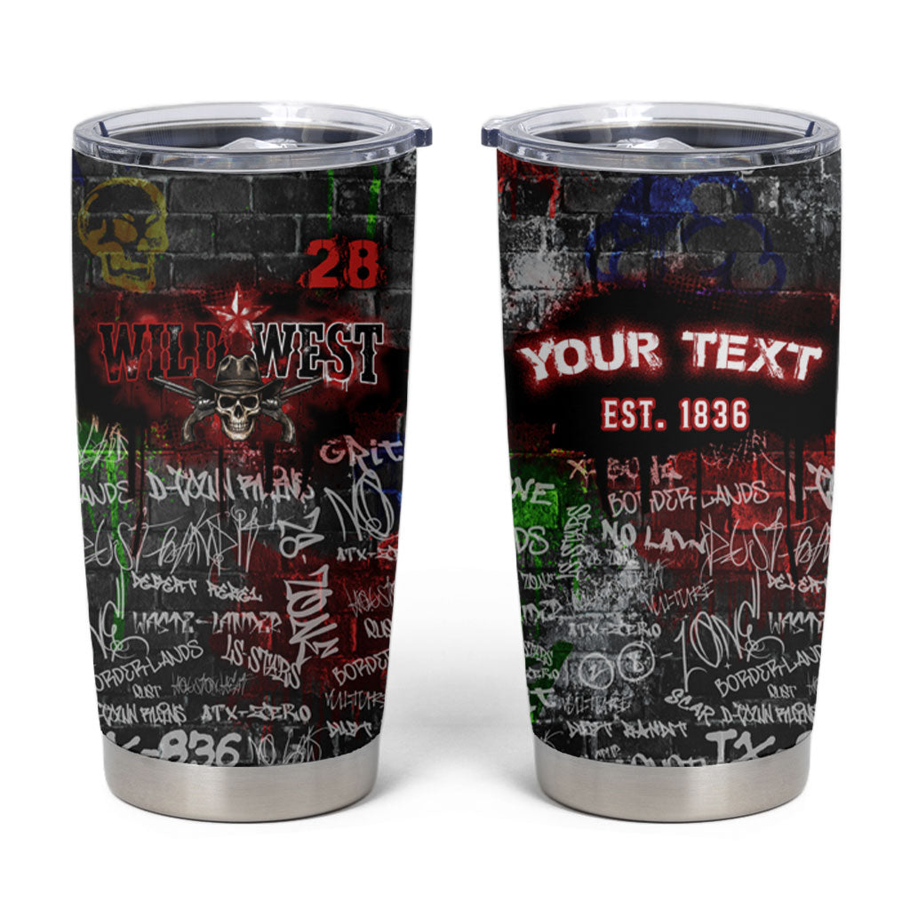 Personalized Wild West Borderlands Tumbler Cup Urban Street Graffiti Art Skull Scorpion Symbols