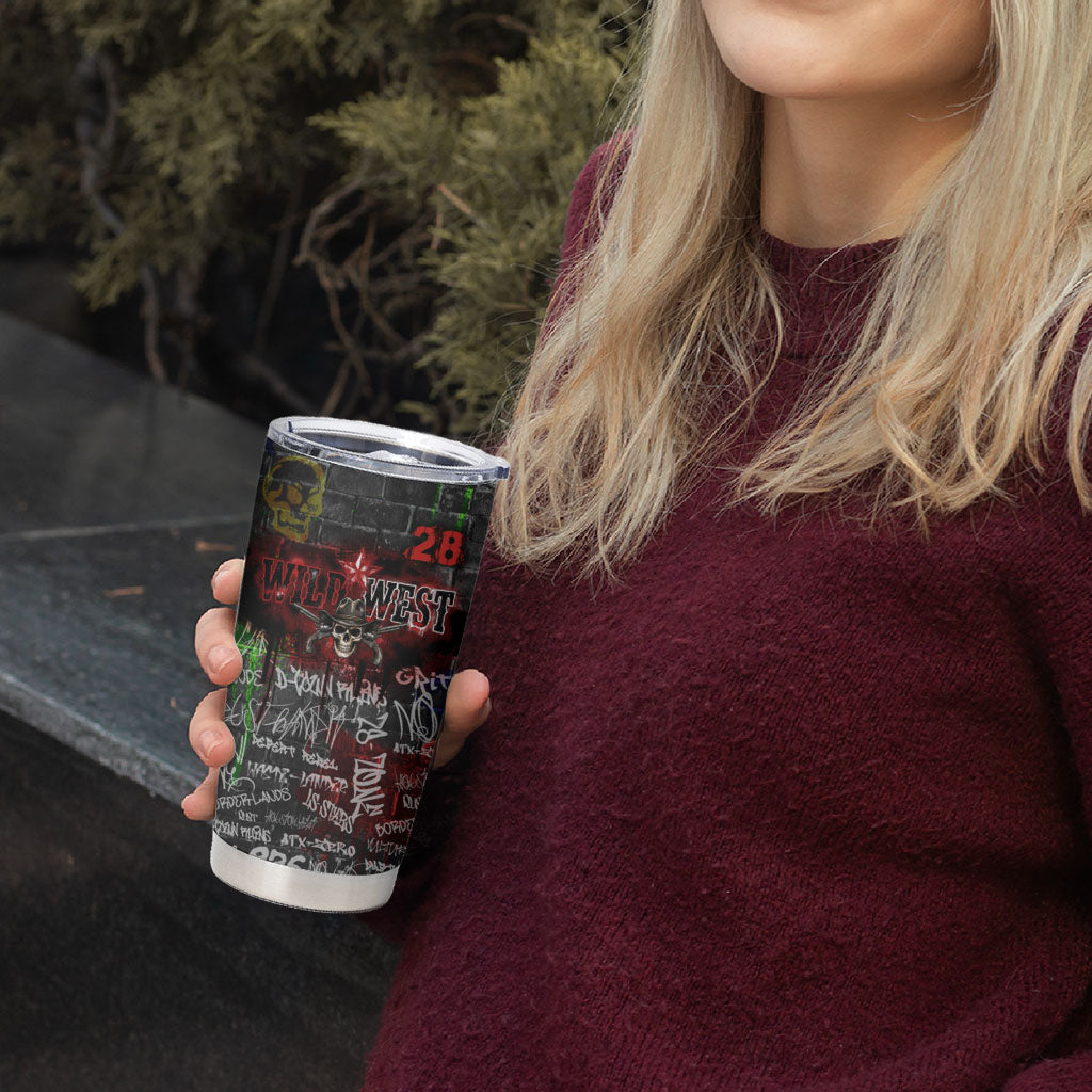 Personalized Wild West Borderlands Tumbler Cup Urban Street Graffiti Art Skull Scorpion Symbols