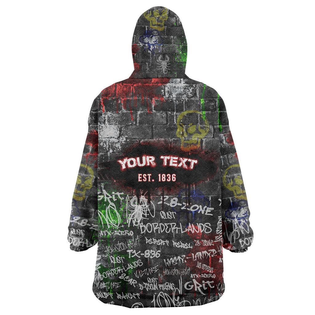 Personalized Wild West Borderlands Wearable Blanket Hoodie Urban Street Graffiti Art Skull Scorpion Symbols