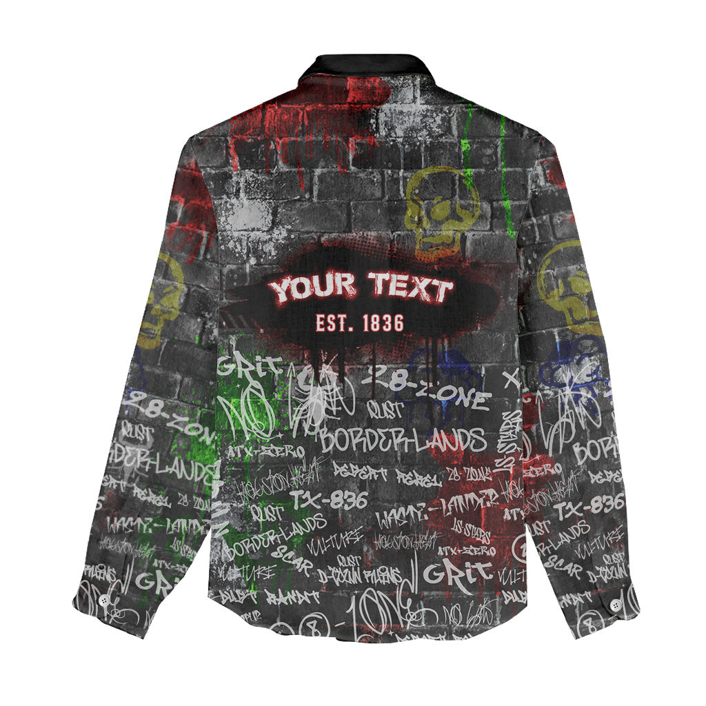 Personalized Wild West Borderlands Women Casual Shirt Urban Street Graffiti Art Skull Scorpion Symbols