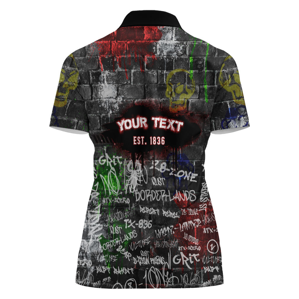 Personalized Wild West Borderlands Women Polo Shirt Urban Street Graffiti Art Skull Scorpion Symbols