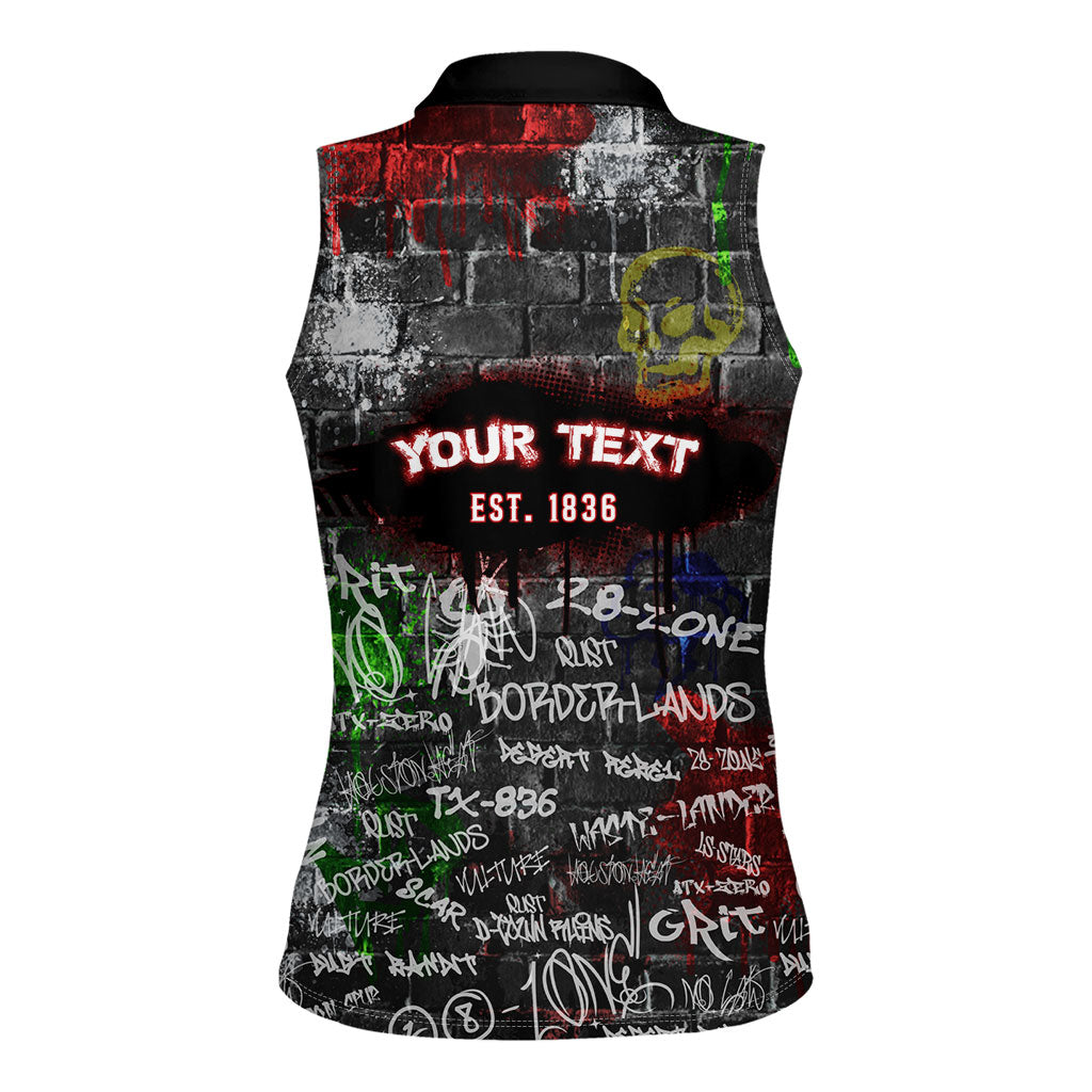 Personalized Wild West Borderlands Women Sleeveless Polo Shirt Urban Street Graffiti Art Skull Scorpion Symbols