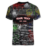 Personalized Wild West Borderlands Women V-Neck T-Shirt Urban Street Graffiti Art Skull Scorpion Symbols