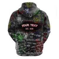 Personalized Wild West Borderlands Zip Hoodie Urban Street Graffiti Art Skull Scorpion Symbols