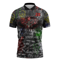 Personalized Wild West Borderlands Zipper Polo Shirt Urban Street Graffiti Art Skull Scorpion Symbols