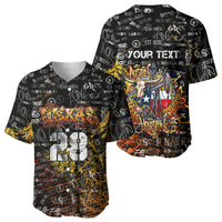 Personalized Texas State Pride Baseball Jersey Urban Graffiti Style - Longhorn Skull - Oil Derrick Graphic