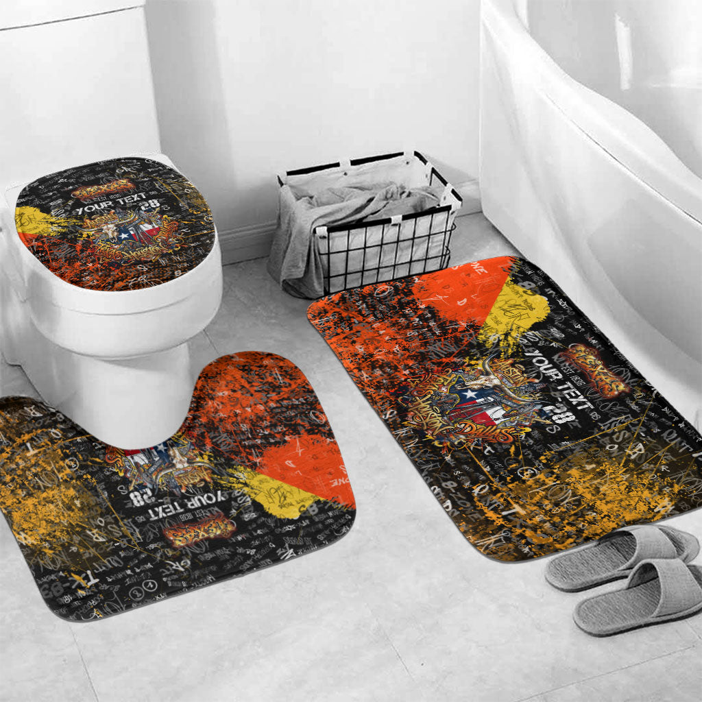 Personalized Texas State Pride Bathroom Set Urban Graffiti Style - Longhorn Skull - Oil Derrick Graphic
