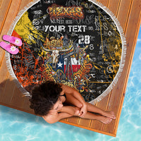 Personalized Texas State Pride Beach Blanket Urban Graffiti Style - Longhorn Skull - Oil Derrick Graphic