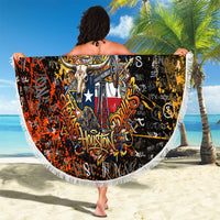 Personalized Texas State Pride Beach Blanket Urban Graffiti Style - Longhorn Skull - Oil Derrick Graphic