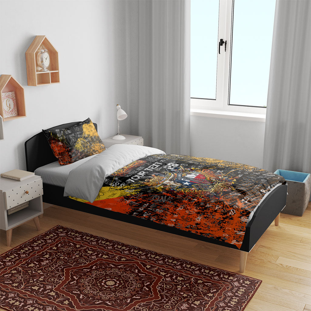 Personalized Texas State Pride Bedding Set Urban Graffiti Style - Longhorn Skull - Oil Derrick Graphic
