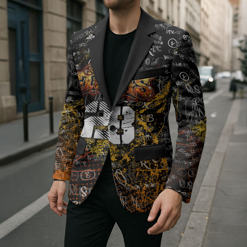 Personalized Texas State Pride Blazer Urban Graffiti Style - Longhorn Skull - Oil Derrick Graphic