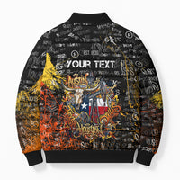 Personalized Texas State Pride Bomber Puffer Jacket Urban Graffiti Style - Longhorn Skull - Oil Derrick Graphic