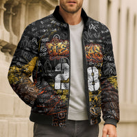 Personalized Texas State Pride Bomber Puffer Jacket Urban Graffiti Style - Longhorn Skull - Oil Derrick Graphic