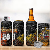 Personalized Texas State Pride 4 in 1 Can Cooler Tumbler Urban Graffiti Style - Longhorn Skull - Oil Derrick Graphic